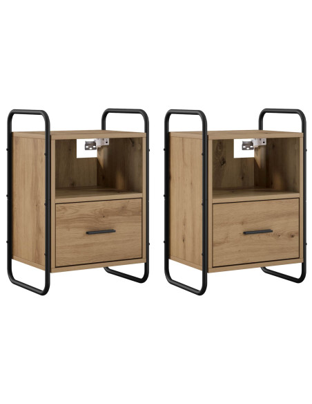 Mobiletto da Letto Appeso 2 pz Rovere Artigianale