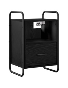 Mobiletto da Letto Appeso Rovere Nero 40 x 30 x 60 cm