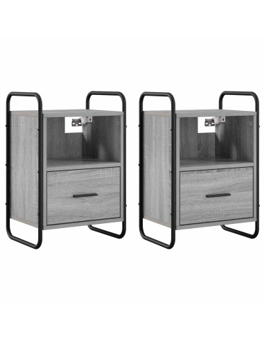 Mobiletto da Letto Appeso 2 pz Sonoma grigio 40 x 30 x 60 cm