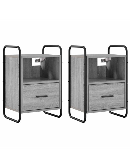 Mobiletto da Letto Appeso 2 pz Sonoma grigio 40 x 30 x 60 cm