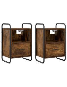 Mobiletto da Letto Appeso 2 pz Rovere Fumo 40 x 30 x 60 cm