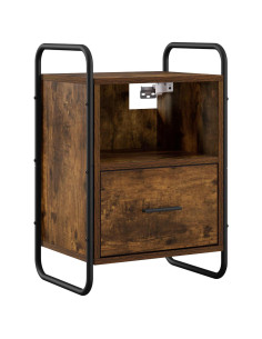 Mobiletto da Letto Appeso Rovere Fumo 40 x 30 x 60 cm