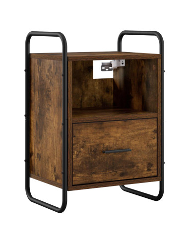 Mobiletto da Letto Appeso Rovere Fumo 40 x 30 x 60 cm