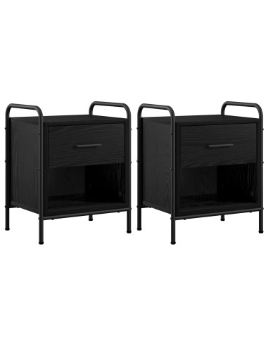 Armadio da Notte 2 pz Rovere Nero 40 x 30 x 50 cm
