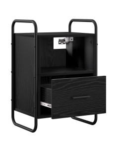 Mobiletto da Letto Appeso Rovere Nero 40 x 30 x 60 cm 2