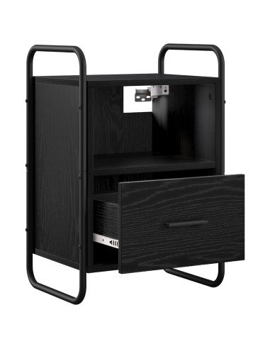 Mobiletto da Letto Appeso Rovere Nero 40 x 30 x 60 cm