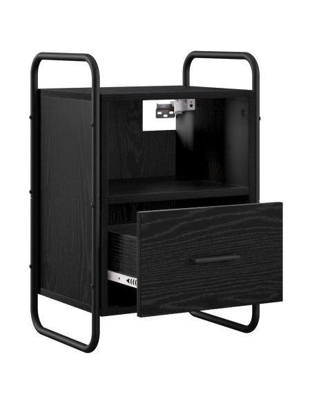 Mobiletto da Letto Appeso Rovere Nero 40 x 30 x 60 cm