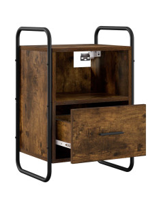 Mobiletto da Letto Appeso Rovere Fumo 40 x 30 x 60 cm 2