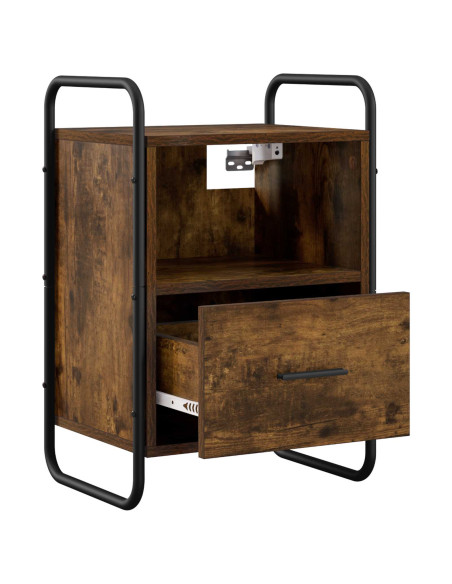 Mobiletto da Letto Appeso Rovere Fumo 40 x 30 x 60 cm