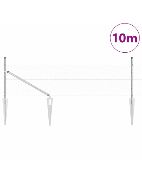 Recinzione esagonale da esterno con palo 10 x 0,5 m Argento