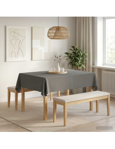 Tovaglia da Tavolo Rettangolare Grigio Chiaro 140 x 160 cm