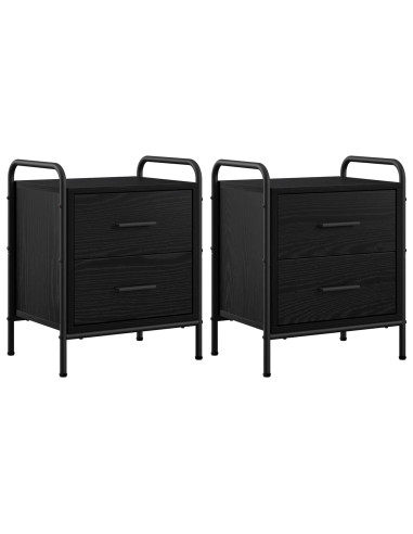 Armadio da Notte 2 pz Rovere Nero 40 x 30 x 50 cm