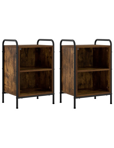 Armadio da Notte 2 pz Rovere Fumo 40 x 30 x 60 cm