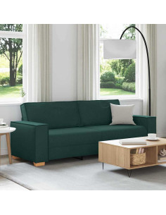 Divano 3-Persone Verde Scuro 220 cm Tessuto