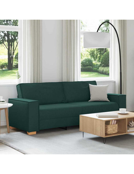 Divano 3-Persone Verde Scuro 220 cm Tessuto
