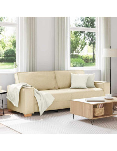 Divano 3-Persone Crema 220 cm Tessuto