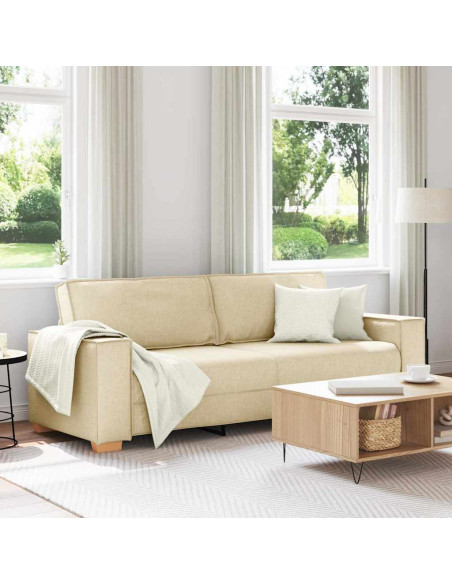 Divano 3-Persone Crema 220 cm Tessuto