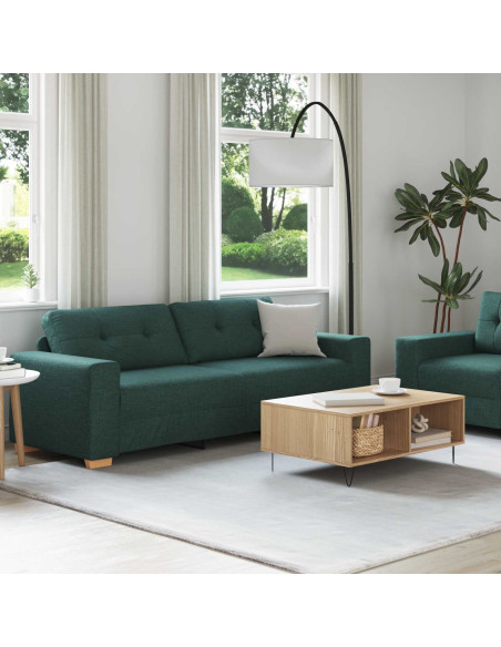 Divano 2 pcs Verde 221 x 80 x 80 cm Tessuto misto lino