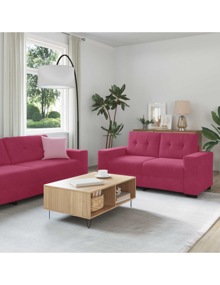 Divano 2 pcs Rosso Vino 221 x 80 x 80 cm Velluto