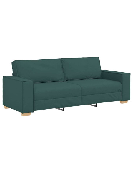 Divano 3-Persone Verde Scuro 220 cm Tessuto
