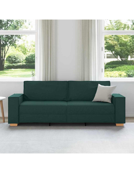 Divano 3-Persone Verde Scuro 220 cm Tessuto