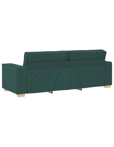 Divano 3-Persone Verde Scuro 220 cm Tessuto