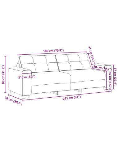 Divano 3-Persone Rosa 220 cm Velluto