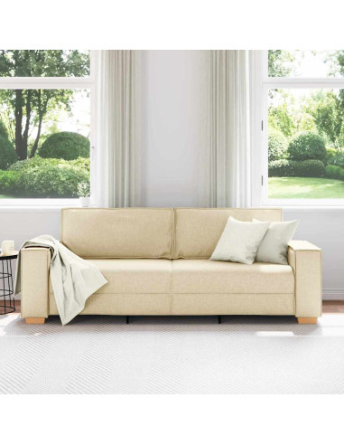 Divano 3-Persone Crema 220 cm Tessuto