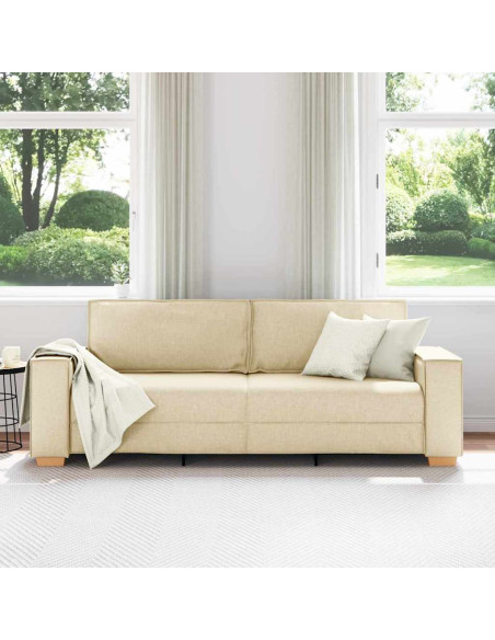 Divano 3-Persone Crema 220 cm Tessuto