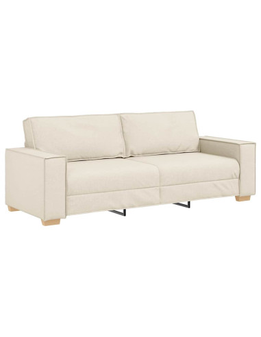Divano 3-Persone Beige 220 cm Tessuto misto lino