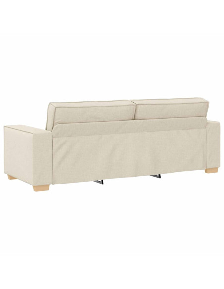 Divano 3-Persone Beige 220 cm Tessuto misto lino