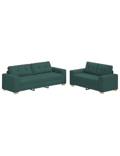 Divano 2 pcs Verde 221 x 80 x 80 cm Tessuto misto lino 2