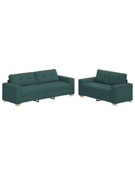 Divano 2 pcs Verde 221 x 80 x 80 cm Tessuto misto lino