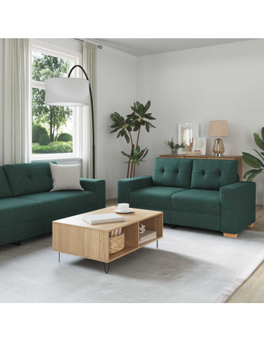 Divano 2 pcs Verde 221 x 80 x 80 cm Tessuto misto lino