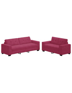 Divano 2 pcs Rosso Vino 221 x 80 x 80 cm Velluto 2