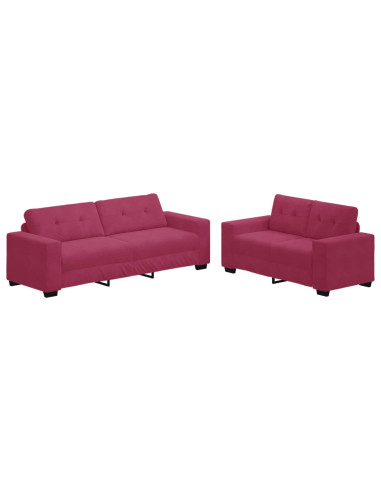Divano 2 pcs Rosso Vino 221 x 80 x 80 cm Velluto