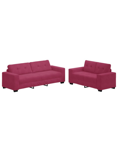 Divano 2 pcs Rosso Vino 221 x 80 x 80 cm Velluto