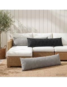 Federa 2 pz HEERLEN Antracite 40 x 145 cm Tessuto Chenille