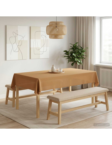 Tovaglia da Tavolo 5 pz Beige 140 x 260 cm Poliestere