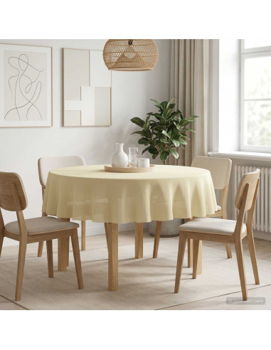 Tovaglia da Tavolo 5 pz Bianco Crema Ø 140 cm Poliestere