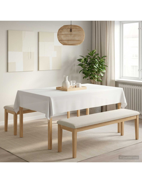 Tovaglia da Tavolo 5 pz Bianco 140 x 200 cm Poliestere