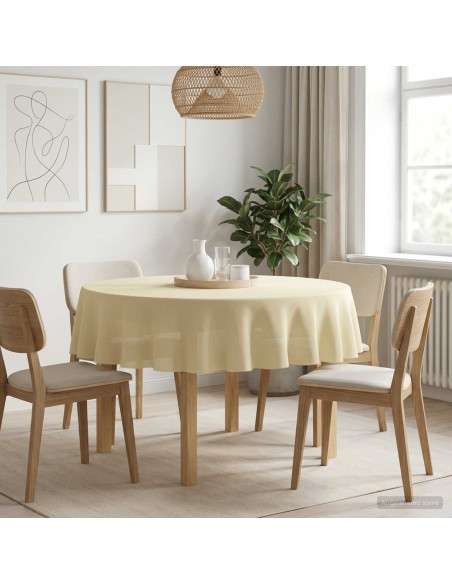 Tovaglia da Tavolo 5 pz Bianco Crema Ø 180 cm Poliestere