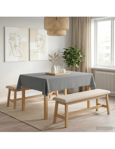 Tovaglia da Tavolo 5 pz Grigio Chiaro 140 x 160 cm Poliestere
