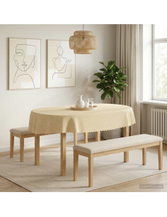 Tovaglia da Tavolo 5 pz Ovale Bianco Crema 130 x 180 cm