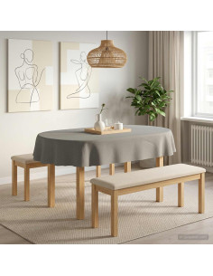 Tovaglia da Tavolo 5 pz Ovale Grigio Chiaro 130 x 220 cm