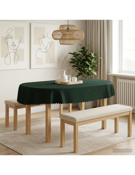 Tovaglia da Tavolo 5 pz Ovale Verde Scuro 130 x 180 cm