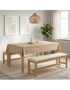 Tovaglia da Tavolo 5 pz Rettangolare Beige 140 x 200 cm