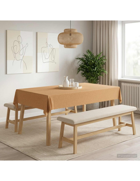 Tovaglia da Tavolo 5 pz Rettangolare Beige 140 x 220 cm
