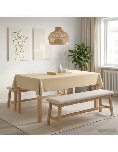 Tovaglia da Tavolo 5 pz Rettangolare Bianco Crema 140 x 200 cm