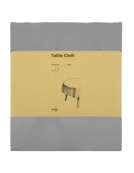 Tovaglia da Tavolo 5 pz Grigio Chiaro Ø 160 cm Poliestere